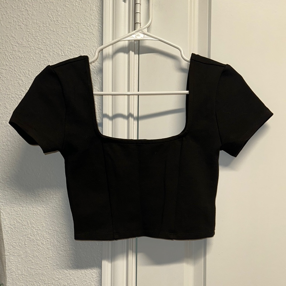 NBD Black Square Neck Crop Top xs
